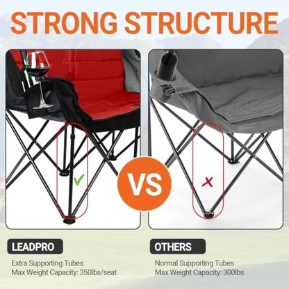 700LBS 2-Person Heavy Duty Double Camping Chair Loveseat Red