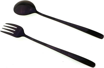 7 Pcs Portable Flatware Set, 304 Stainless Steel Cutlery Set Travel Utensils Set with Fork Spoon Chopsticks Straws for Travel Camping Office School, Dishwasher Safe & Eco-Friendly (Purple)