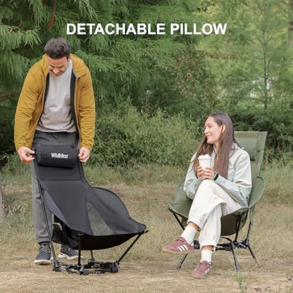 Wildhiker HuggleMode High Back Folding Camping Chair, 2 Seat Heights -Black