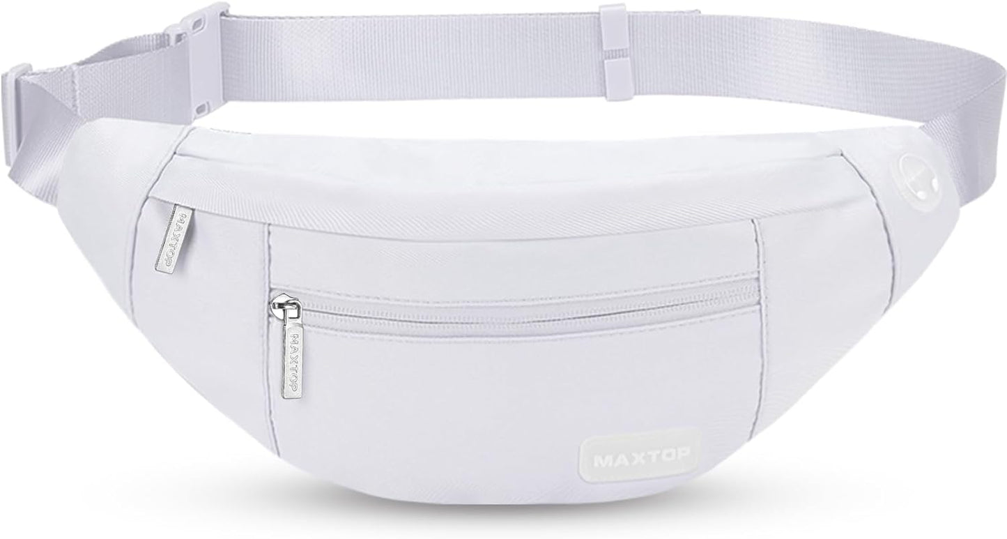MAXTOP Large Crossbody Fanny Pack with 4-Zipper Pockets,Gifts for Enjoy Sports Festival Workout Traveling Running Casual Hands-Free Wallets Waist Pack Phone Bag Carrying All Phones