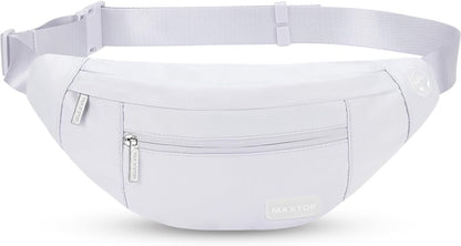 MAXTOP Large Crossbody Fanny Pack with 4-Zipper Pockets,Gifts for Enjoy Sports Festival Workout Traveling Running Casual Hands-Free Wallets Waist Pack Phone Bag Carrying All Phones