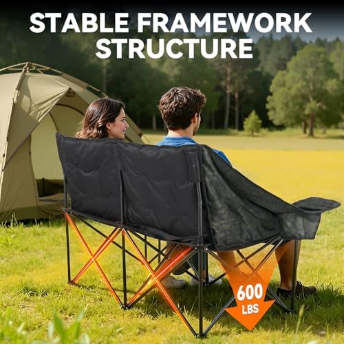 Oversized Double Camping Chair Padded Camping Chair for Adults,Green Leaves