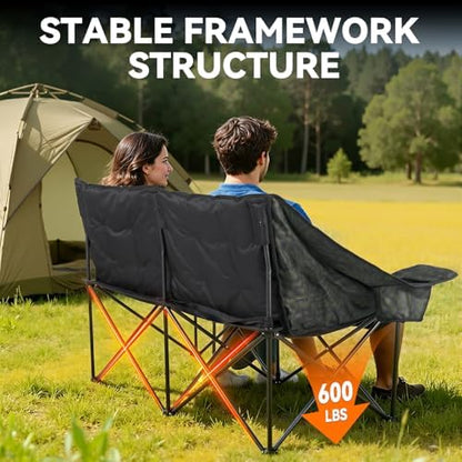 Oversized Double Camping Chair Padded Camping Chair for Adults,Green Leaves