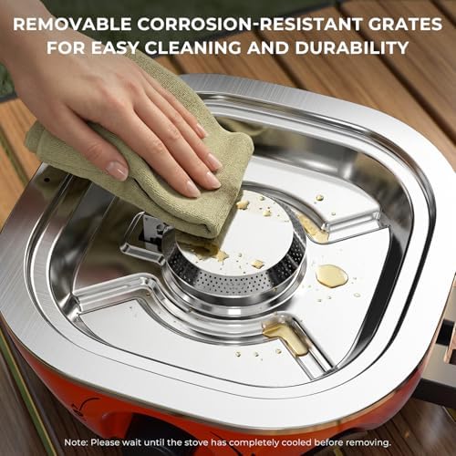 20000 BTU Propane Camping Stove with Cookware Set & Carry Bag Orange