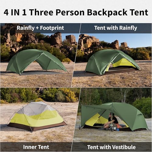 Naturehike Mongar Upgraded 1/2/3 Person Backpacking Tent,Waterproof Lightweight Camping Tent with Footprint