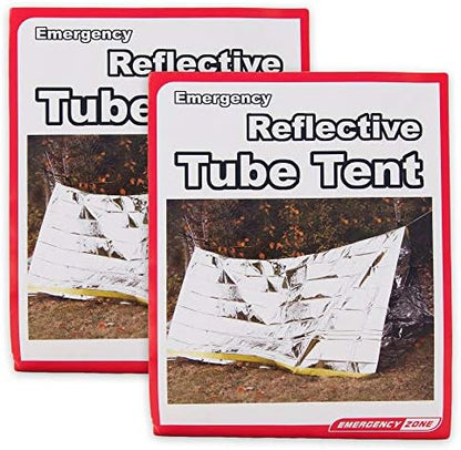 Emergency Zone Reflective & Green Survival 2 Person Tube Tents. Available in 1, 2, 3, 48 Packs. (Reflective, 2)