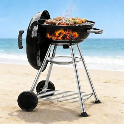 BEAU JARDIN Premium 18 Inch Charcoal Grill for Outdoor Cooking Barbecue Camping BBQ Coal Kettle Grill Tailgating Portable Heavy Duty Round with Thickened Grilling Bowl with Wheels