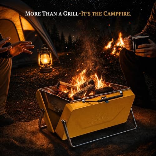 Ranger Portable Charcoal Grill, Compact Folding Camping BBQ