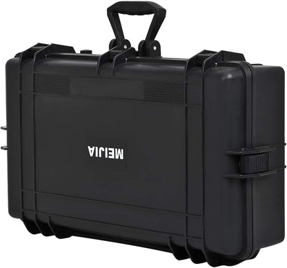 MEIJIA All Weather Waterproof Hard Camera Case,Hard Case with Customizable Fit Foam,Fit Use of Drones,Camera,Equipments,Pistols,Elegant Black (Black, 28.84"x16.92"X7.08")