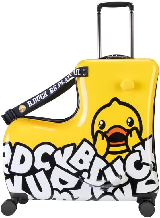 Travel Suitcases PC Kids' Luggage Suitcase with Wheels Ride-On Rolling Trolley Case Fits to Kid 6-12 Years Old (Checkd-24-Inch)