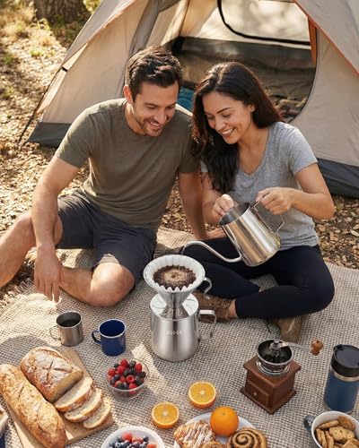 AGOGO Stainless Pour Over Coffee Maker Set, 50 Paper Filters, 30oz, Sliver