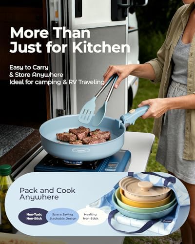 12-Piece Detachable Handle Pots and Pans Set, Ceramic Nonstick