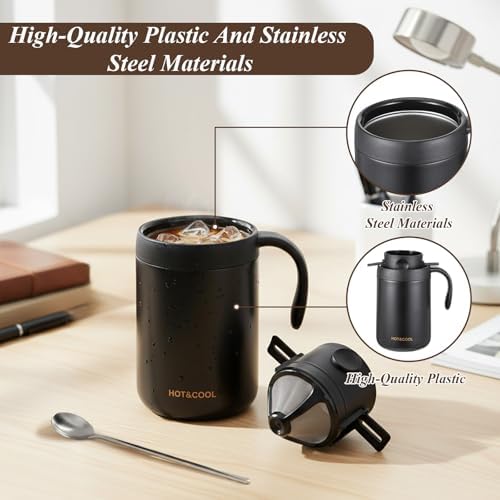Portable 16oz Pour Over Coffee Maker Set with Spoon and Brush