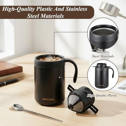 Portable 16oz Pour Over Coffee Maker Set with Spoon and Brush
