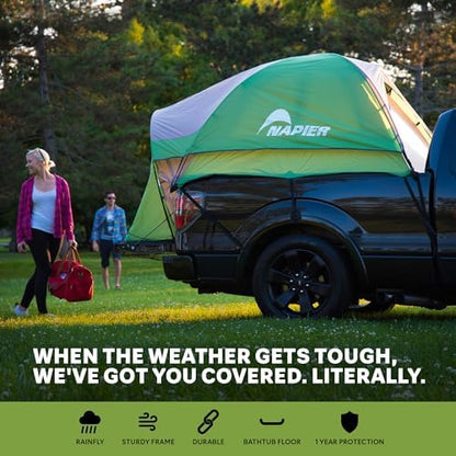 Napier Backroadz Truck Tent 13 Series | Pickup Truck Bed Camping Tent | Rainfly for Water Protection | Sturdy and Spacious 2-Person Truck Bed Tent | Easy 10-Minute Setup | Green/Gray