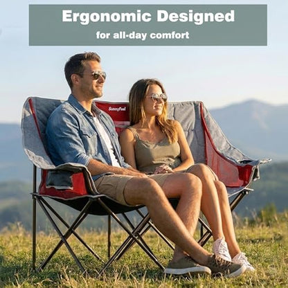 SUNNYFEEL Folding Double Camping Chair Oversized Loveseat for Adults