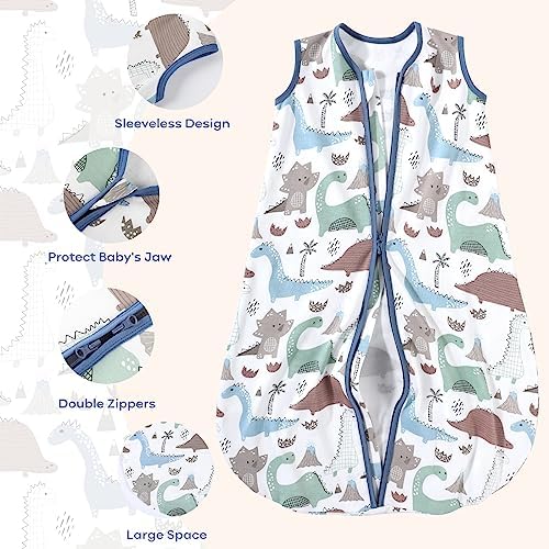 Yoofoss Baby Sleep Sack 6-12 Month 0.5TOG 100% Organic Cotton 2-Way Zipper