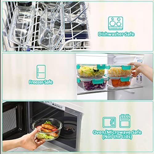 M MCIRCO 10 Pack Glass Food Storage Container with Lids, Green