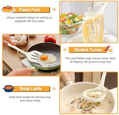 TeamFar Silicone Cooking Utensil Set of 7, Kitchen Cooking Utensil Set