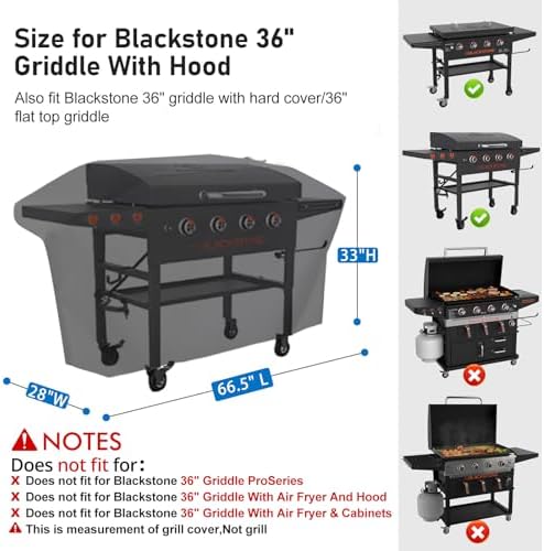 Griddle Cover for Blackstone 36" Griddle with Hood,1000D Heavy Duty Fabric