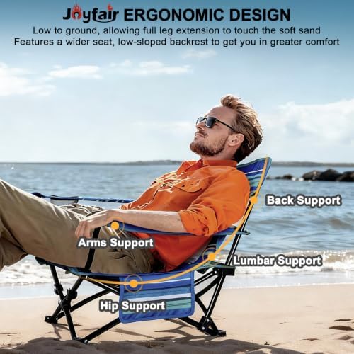 Joyfair Beach Camping Chair (2 Pack), Folding Chair for Adults (Striped)
