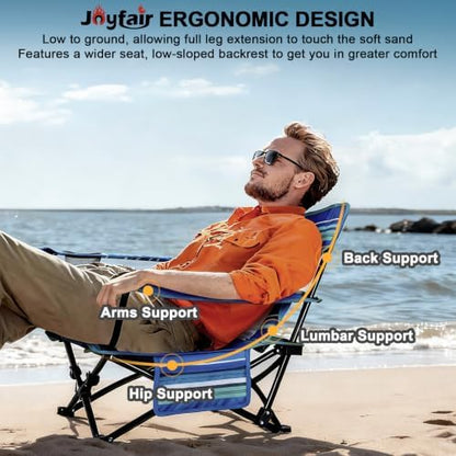 Joyfair Beach Camping Chair (2 Pack), Folding Chair for Adults (Striped)