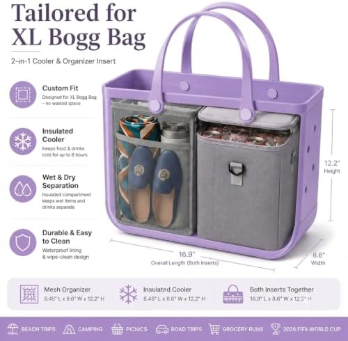 2-in-1 Cooler Insert for Bogg Bag,Cooler Organizer for Beach Rubber Tote