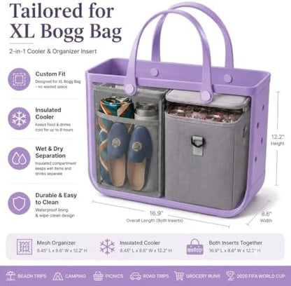 2-in-1 Cooler Insert for Bogg Bag,Cooler Organizer for Beach Rubber Tote