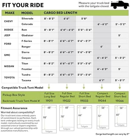 Napier Backroadz Truck Tent | Pickup Truck Bed Camping Tent | Rainfly for Water Protection | Sturdy and Spacious 2-Person Truck Tent | Easy 10-Minute Setup | Gray/Green