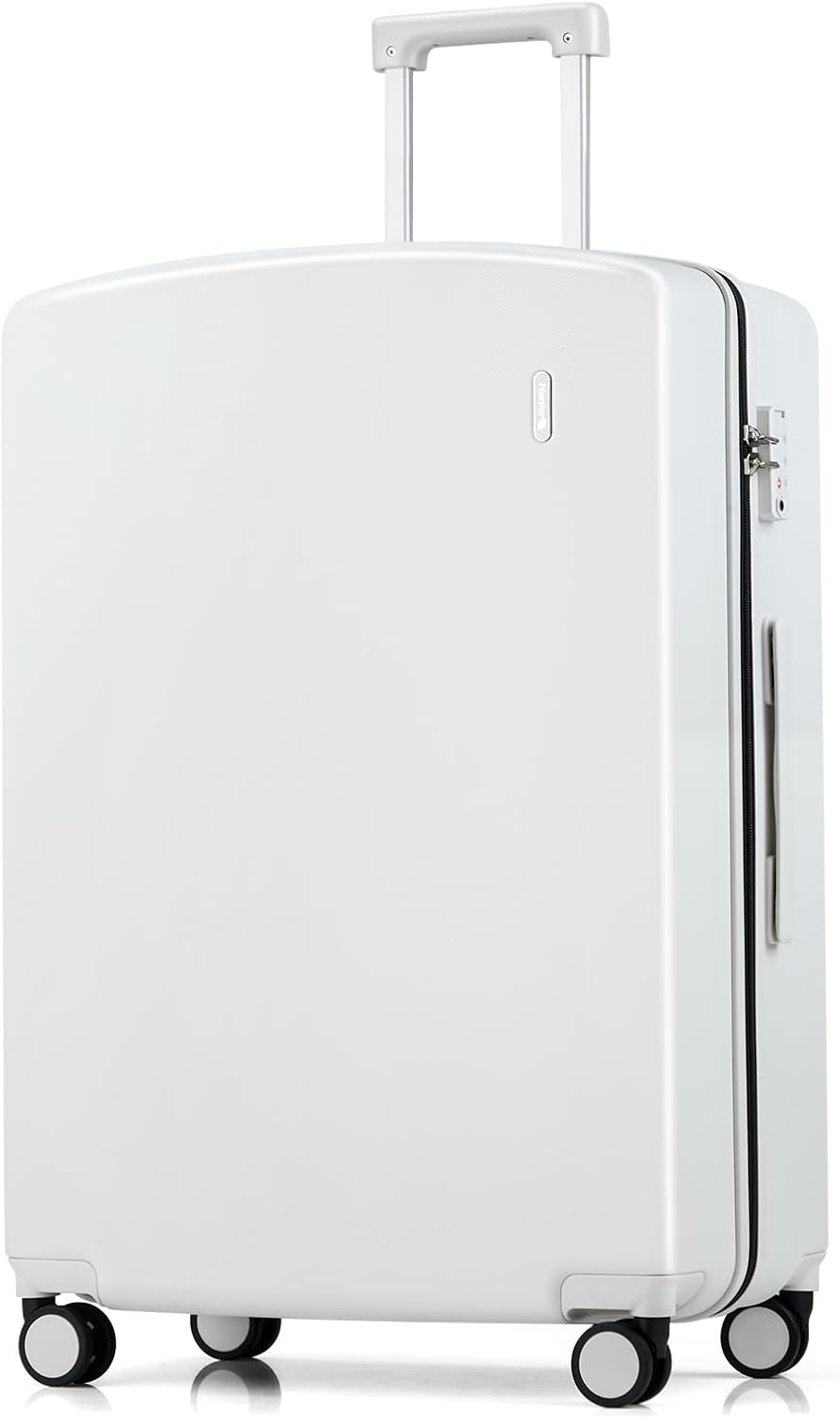 Hanke 28 Inch Luggage with Spinner Wheels Lightweight PC Hard Shell Suitcases, Large Checked Luggage with TSA Lock, Hardside Checked-Large 28" Rolling Suitcases for Travel(Smoke White)