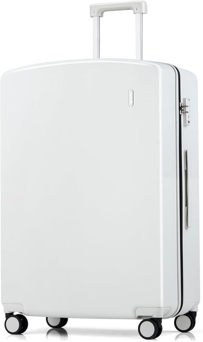 Hanke 28 Inch Luggage with Spinner Wheels Lightweight PC Hard Shell Suitcases, Large Checked Luggage with TSA Lock, Hardside Checked-Large 28" Rolling Suitcases for Travel(Smoke White)