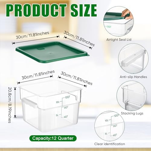 FoldTier 2 Pcs Square Food Storage Containers, Green, 12 Qt