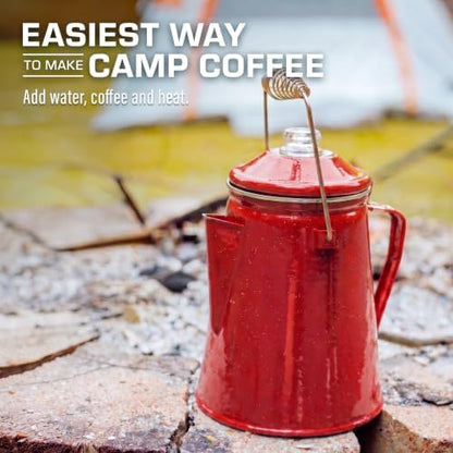COLETTI Classic Percolator Coffee Pot — The Most Nostalgic Camping Coffee Pot, Now Modernized [Red Enamel, 18 Cup]