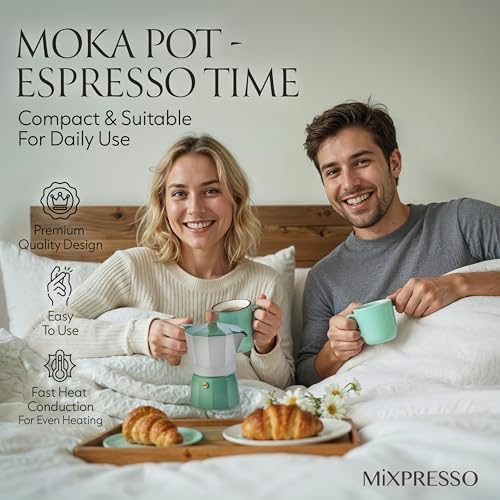 Mixpresso 3 Cup Moka Pot Stovetop Espresso Maker, Italian Cuban Coffee Pot