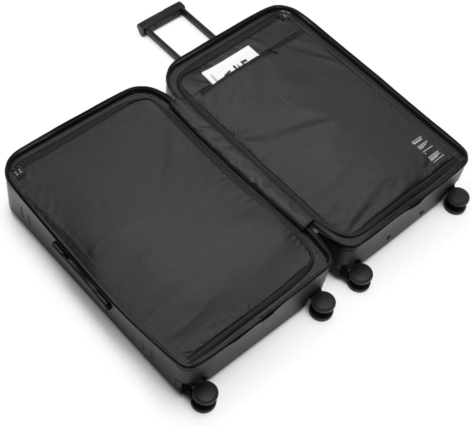 D_b_ Ramverk Pro Medium Check-In 25 Inch Hardside Luggage Extra Protection Aluminum Frame, Silent 360 Spinner Wheels, TSA Lock, Interior Laptop Compartment - Black Frame/Black