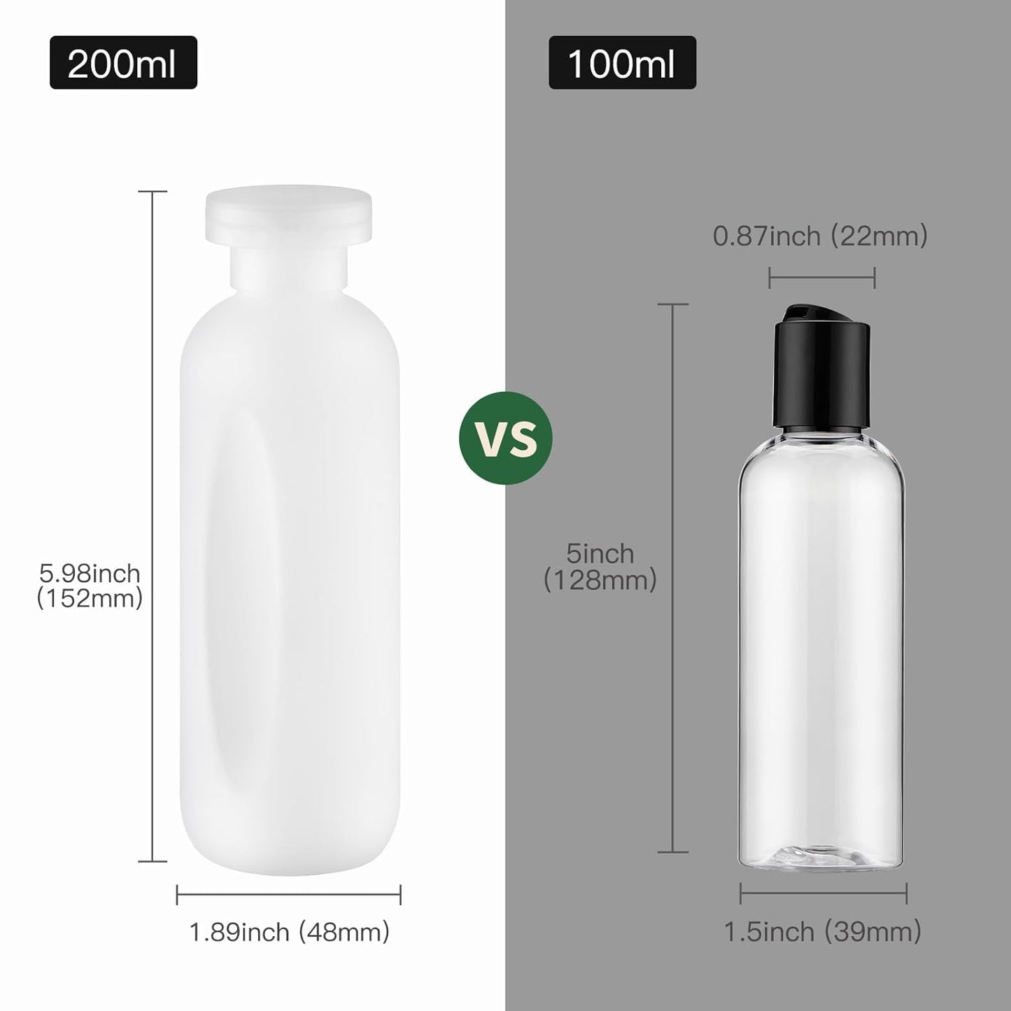 6.7oz Travel Shampoo Bottle, Empty Plastic Squeeze Bottles with Flip Cap, 4PCS Lotion Container for Toiletries (200ml,Clear)
