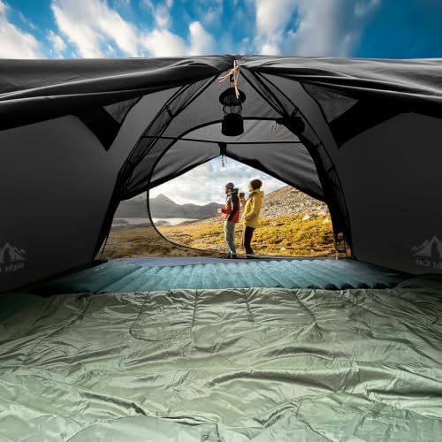 Night Cat 2-Persons Backpacking Tent: Waterproof Lightweight Camping Tent for Two People Hiking Outdoor Mountain with Aluminum Poles and Rainfly Green
