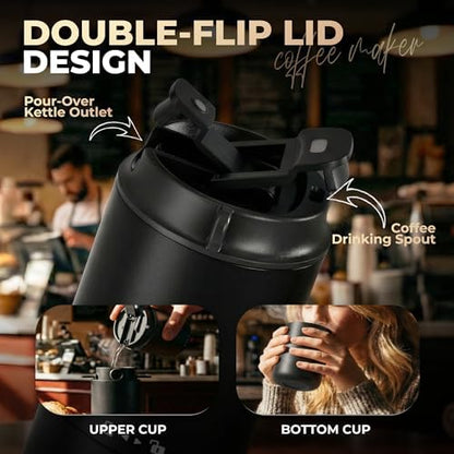 HAUSHOF Rechargeable Electric Grinder, Portable Brew Pour Over Coffee Maker