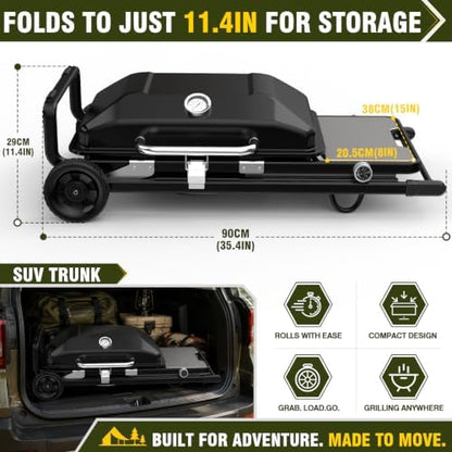Bestfire Propane Gas Grill, 13000 BTU 2-in-1 Griddle & Grill Grate Foldable