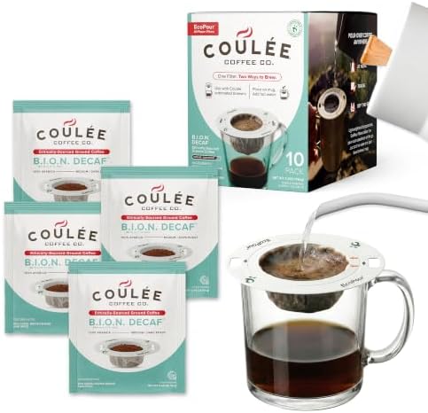 Coulée EcoPour B.I.O.N. Decaffeinated Coffee, Single Serve, 10 Pack
