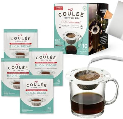 Coulée EcoPour B.I.O.N. Decaffeinated Coffee, Single Serve, 10 Pack