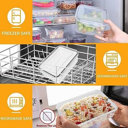 52 PCS Large Food Storage Containers with Lids Airtight, BPA-Free Leakproof Plastic Meal Prep Containers Reusable,Microwave & Dishwasher & Freezer Safe,Includes Labels & Pen