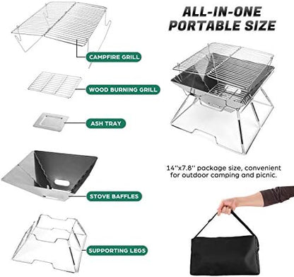 Odoland Portable Folding Charcoal Grills for Outdoor Picnic Backpacking BBQ