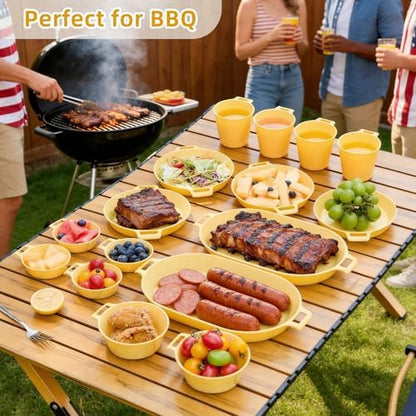 Dinnerware Set for 4, 21-Piece Unbreakable Plates and Bowls Set