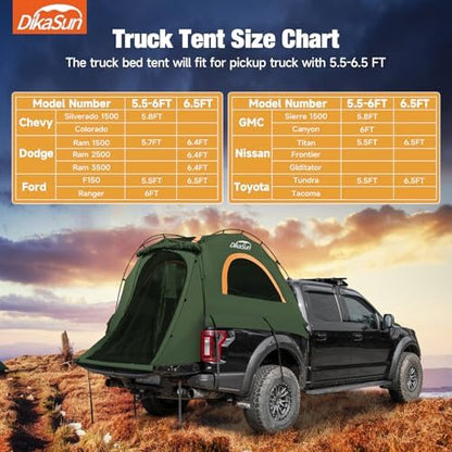 Truck Bed Tent, Double Layer Pickup Tent Bed, Waterproof PU3000mm, Truck Tent for Camping(Orange-Grey)