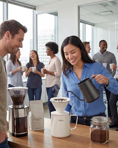 AGOGO Stainless Pour Over Coffee Maker Set, 50 Paper Filters, 30oz, Cream