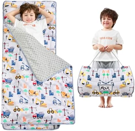 Lasoftan Toddler Nap Mat with Pillow and Blanket, Extra Large Rolled Napping Mats,Slumber Bags for Boys Girls,Kids Sleeping Bag for Daycare, Preschool Travel Camping