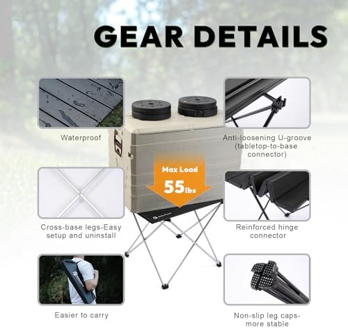 MellowCamp Camping Side Table, Ultralight Aluminum Folding Table, Small Compact Portable Ideal for Beach, Outdoor Cooking, Hiking, Camping, Picnics (Black,Medium)