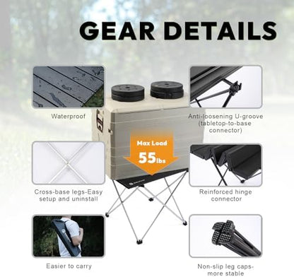 MellowCamp Camping Side Table, Ultralight Aluminum Folding Table, Small Compact Portable Ideal for Beach, Outdoor Cooking, Hiking, Camping, Picnics (Black,Medium)