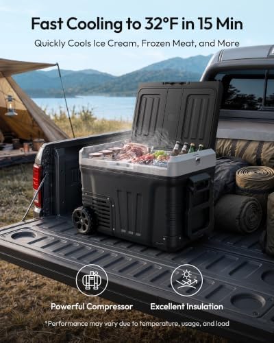 EUHOMY 35QT 12 Volt Refrigerator,Dual Zone -4℉~68℉ Portable Freezer for Car